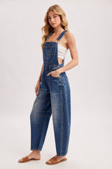 Denim Barrel Overalls