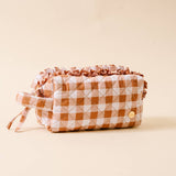Essentials Quilted Cosmetic Pouch-Maple Gingham