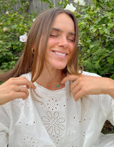 Emerald Agape Cross Pendant Necklace