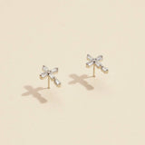 CZ Cross Gold Dip Stud Earrings