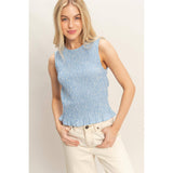 Smocked Sleeveless Top