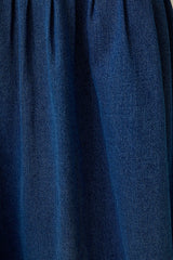 Pleated Denim Midi Skirt