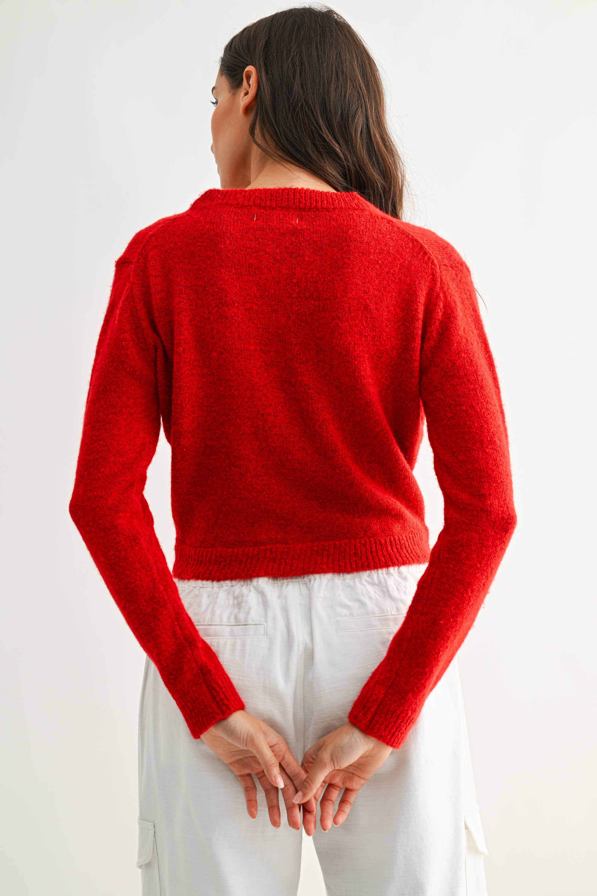 Knit Wool Cardigan - Red