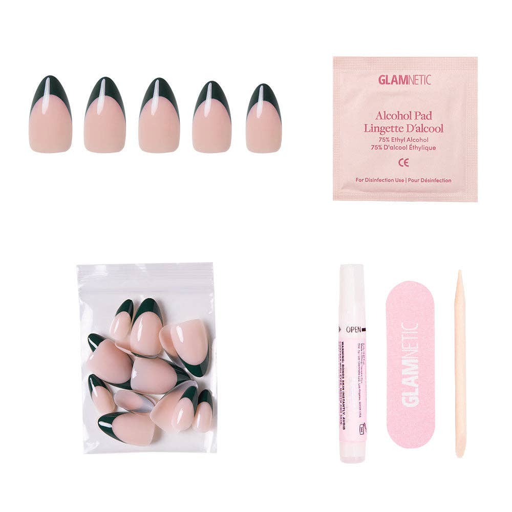 Château Press-On Nails | Green French Tip | Short Almond