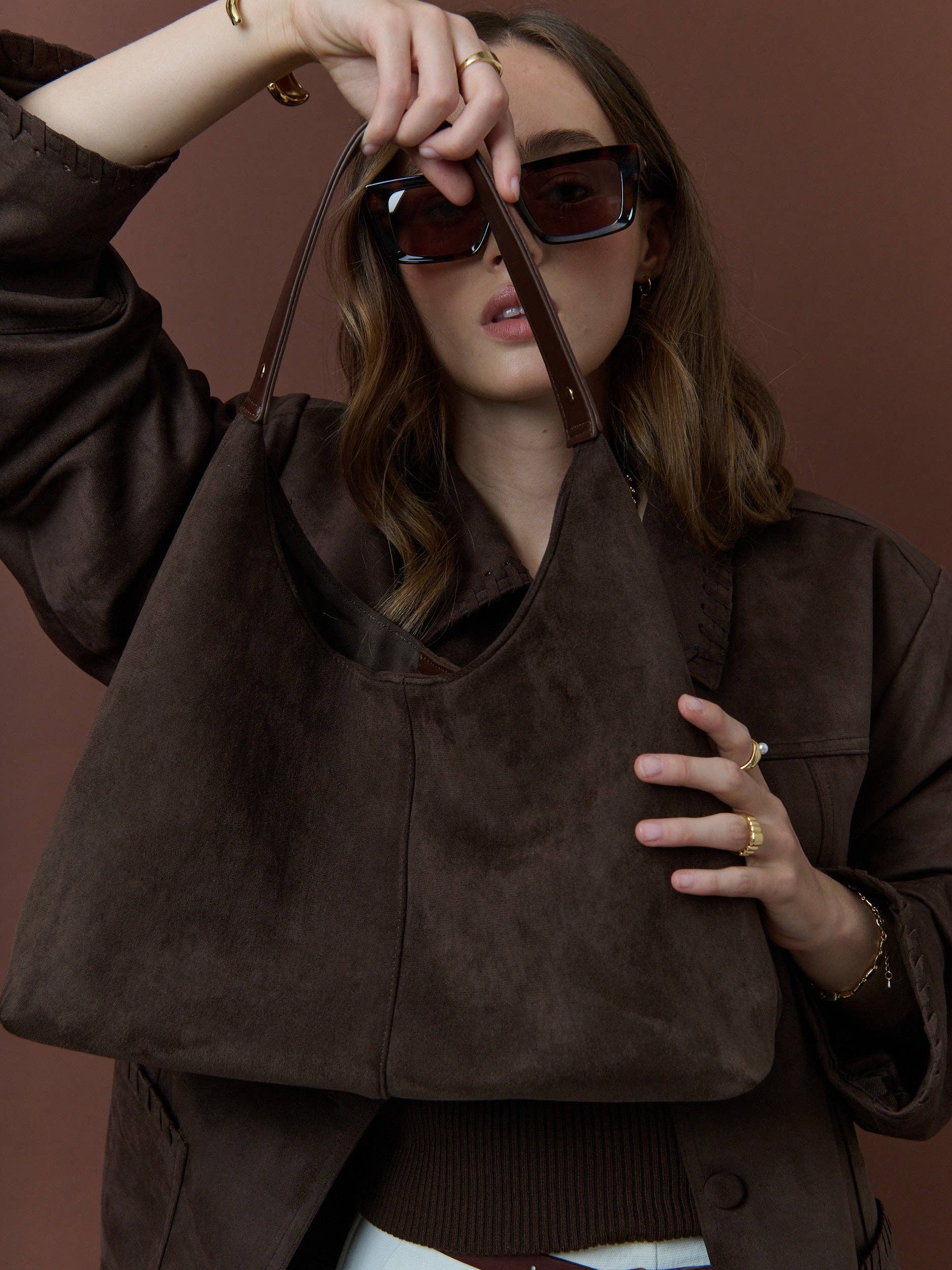 Kenny Suede Bag in Brown