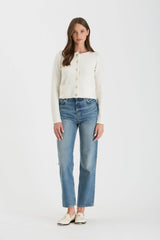 Round Neck Gold Button Cardigan