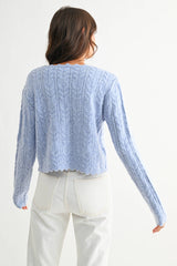 Scallop Hem Cable Knit Cardigan