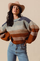 Striped Multi Color Crop Sweater