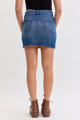 Basic Mid Waisted Mini Skirt - Raw Hem