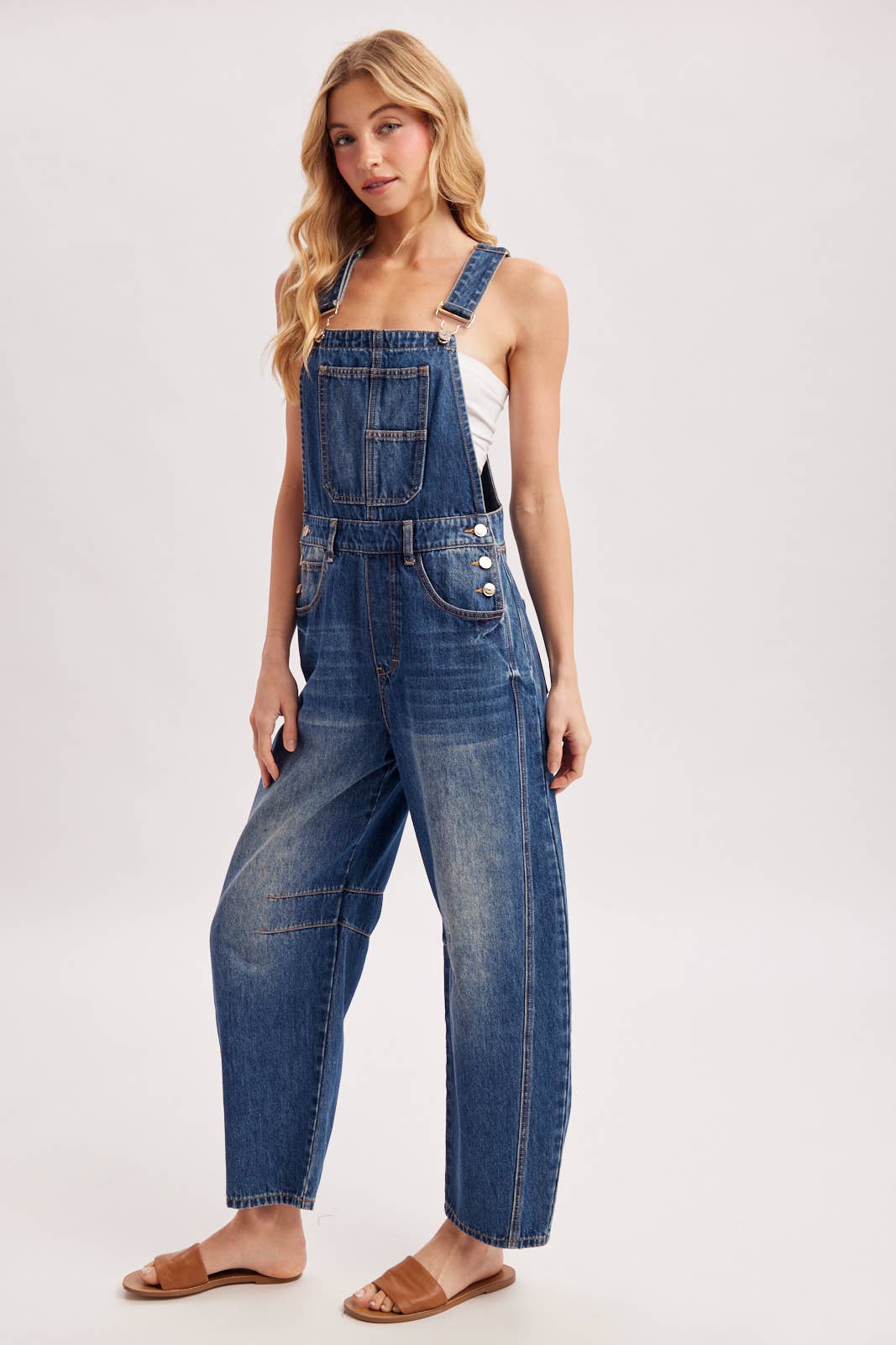 Denim Barrel Overalls