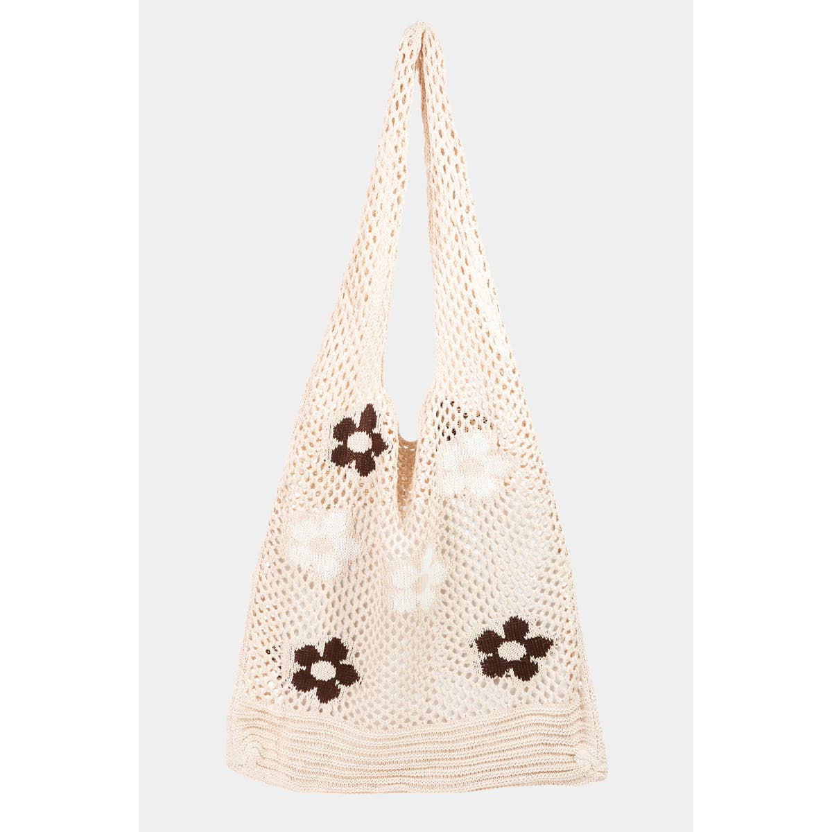 Floral Print Knitted Tote Bag