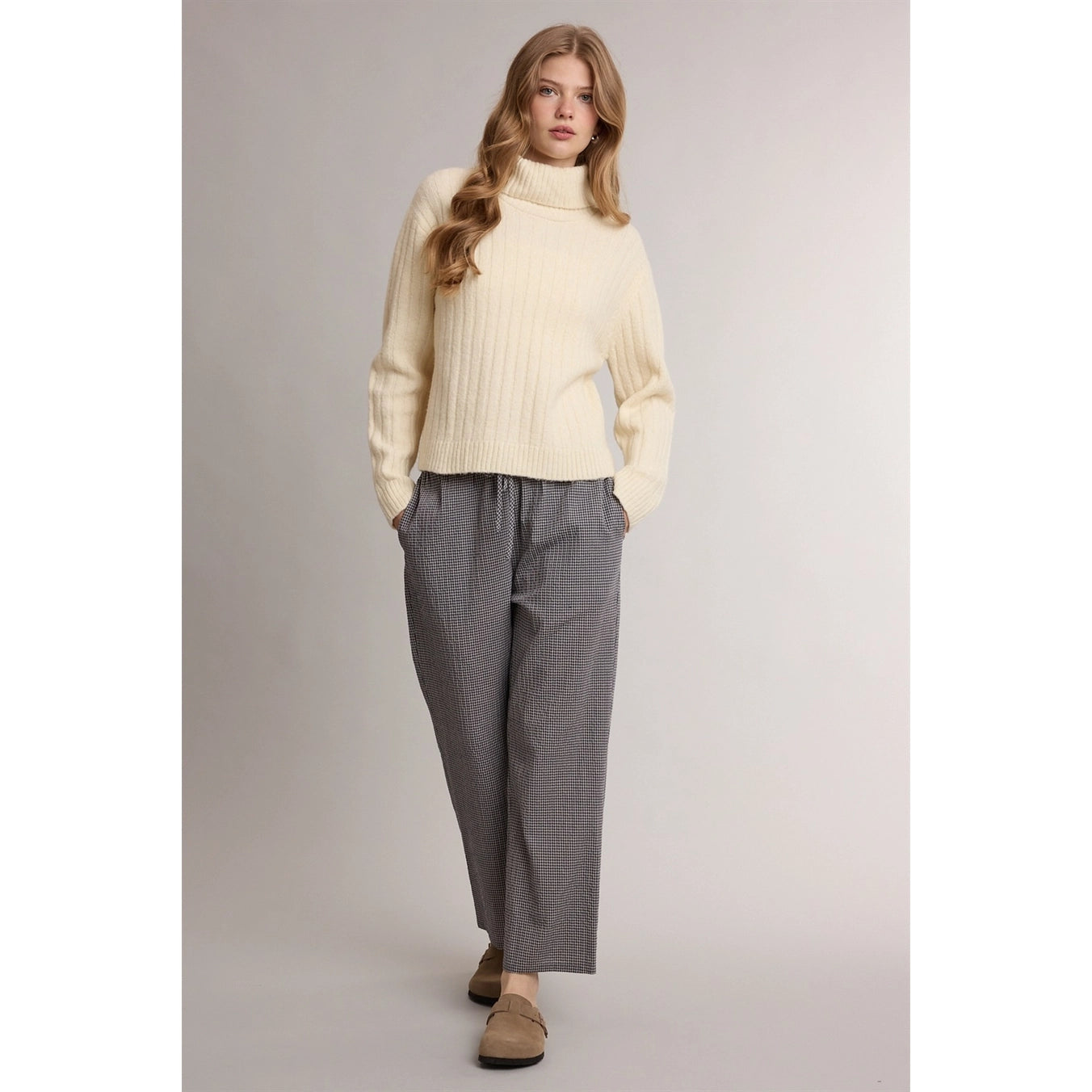 Plaid Woven Drawstring Pants
