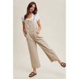 Gingham Denim Overall - Cream/Taupe