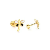 Screwback Stud Earrings - Bri Butterfly White and Black