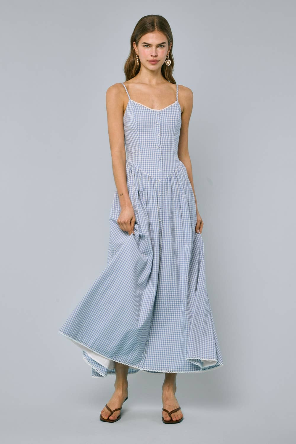 Vintage Check V-neck Dress