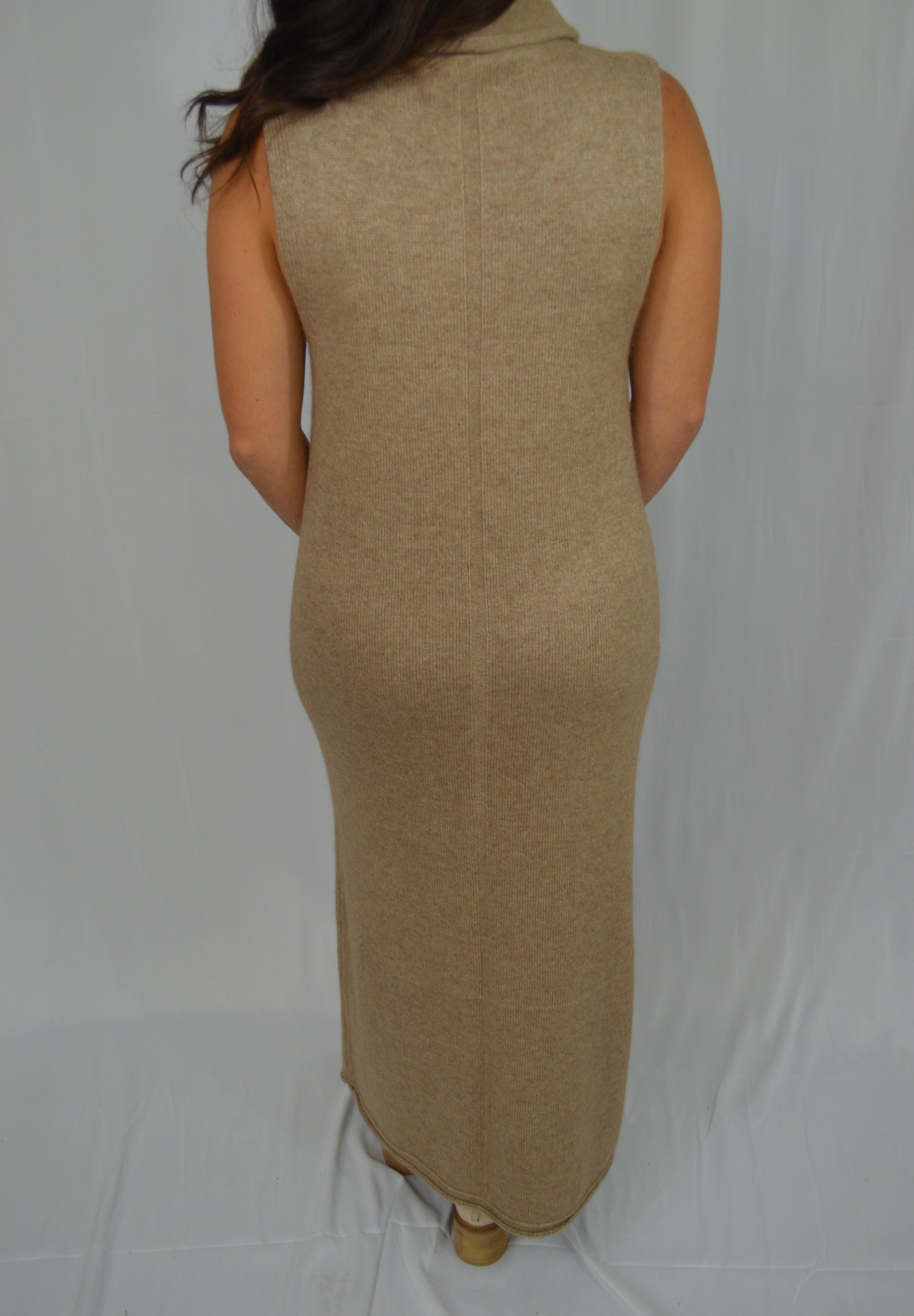 Knit Turtleneck Sleeveless Maxi Dress