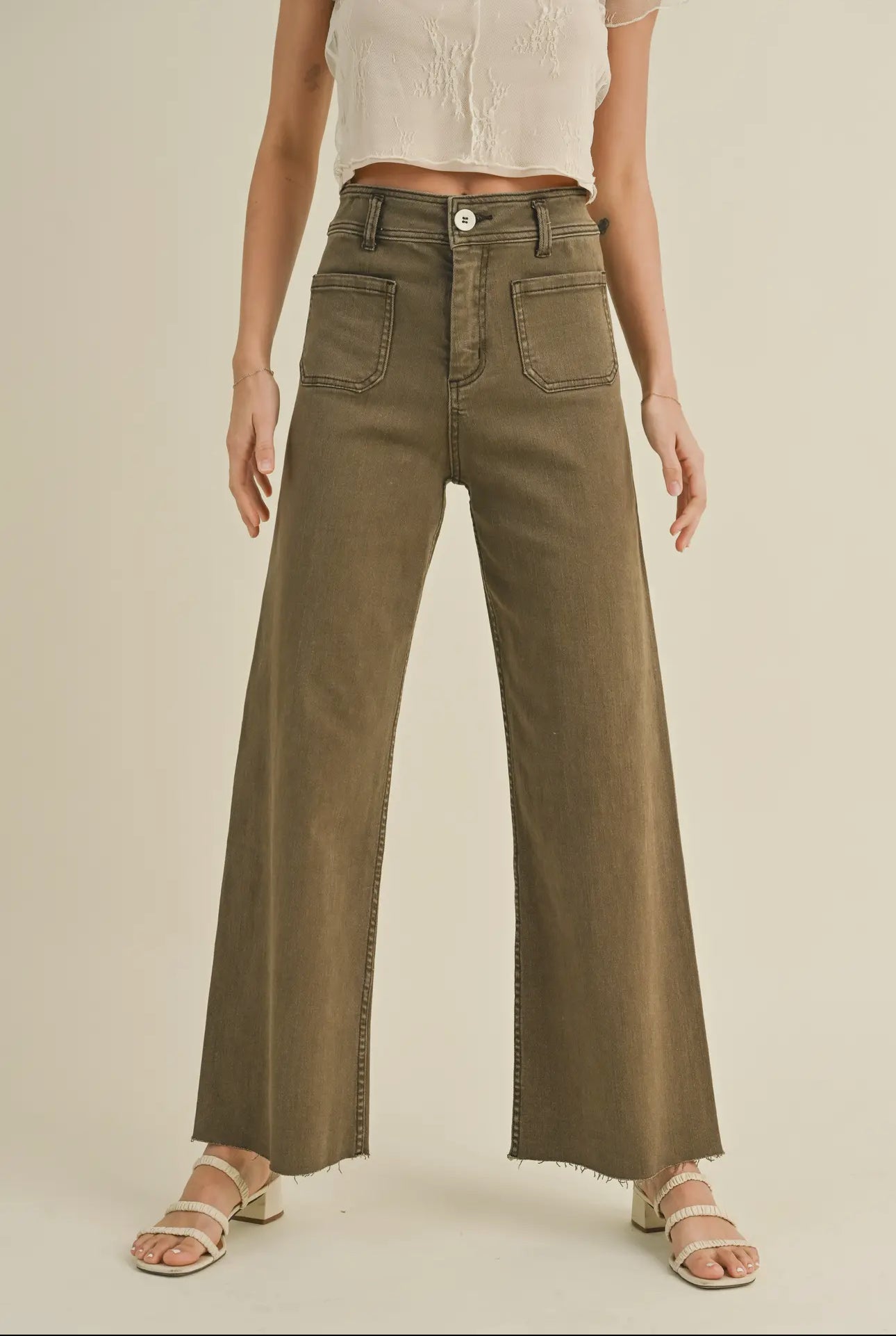 Straight Wide Leg Pants With Front Pocket