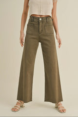 Straight Wide Leg Pants With Front Pocket