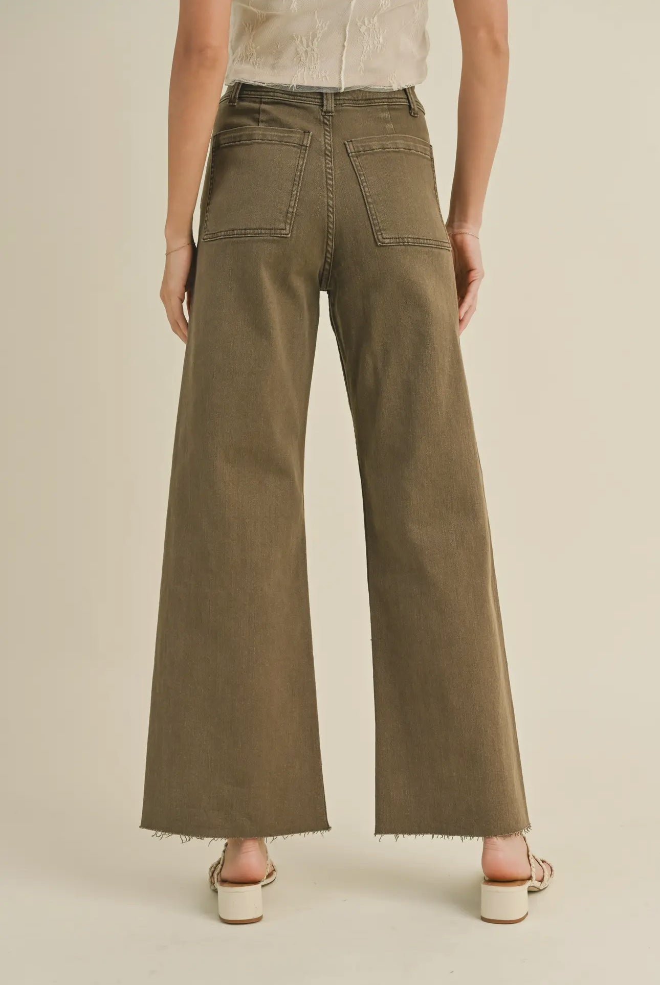 Straight Wide Leg Pants With Front Pocket