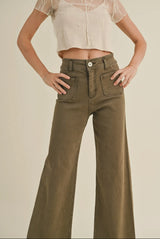 Straight Wide Leg Pants With Front Pocket