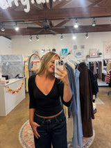 Mia Surplice V-Neck Knit Top