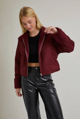Burgundy Fur Suede Jacket