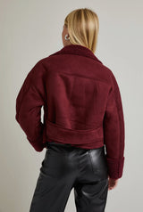 Burgundy Fur Suede Jacket