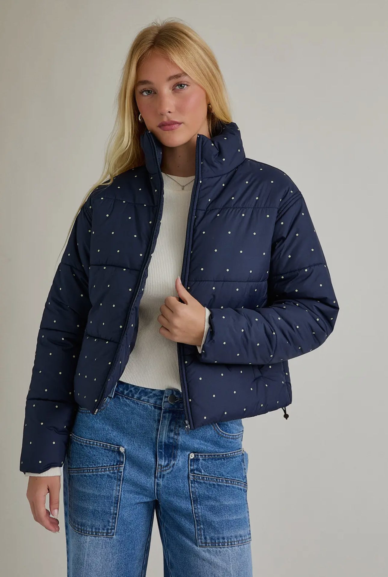 Floral Dot Puffer Jacket