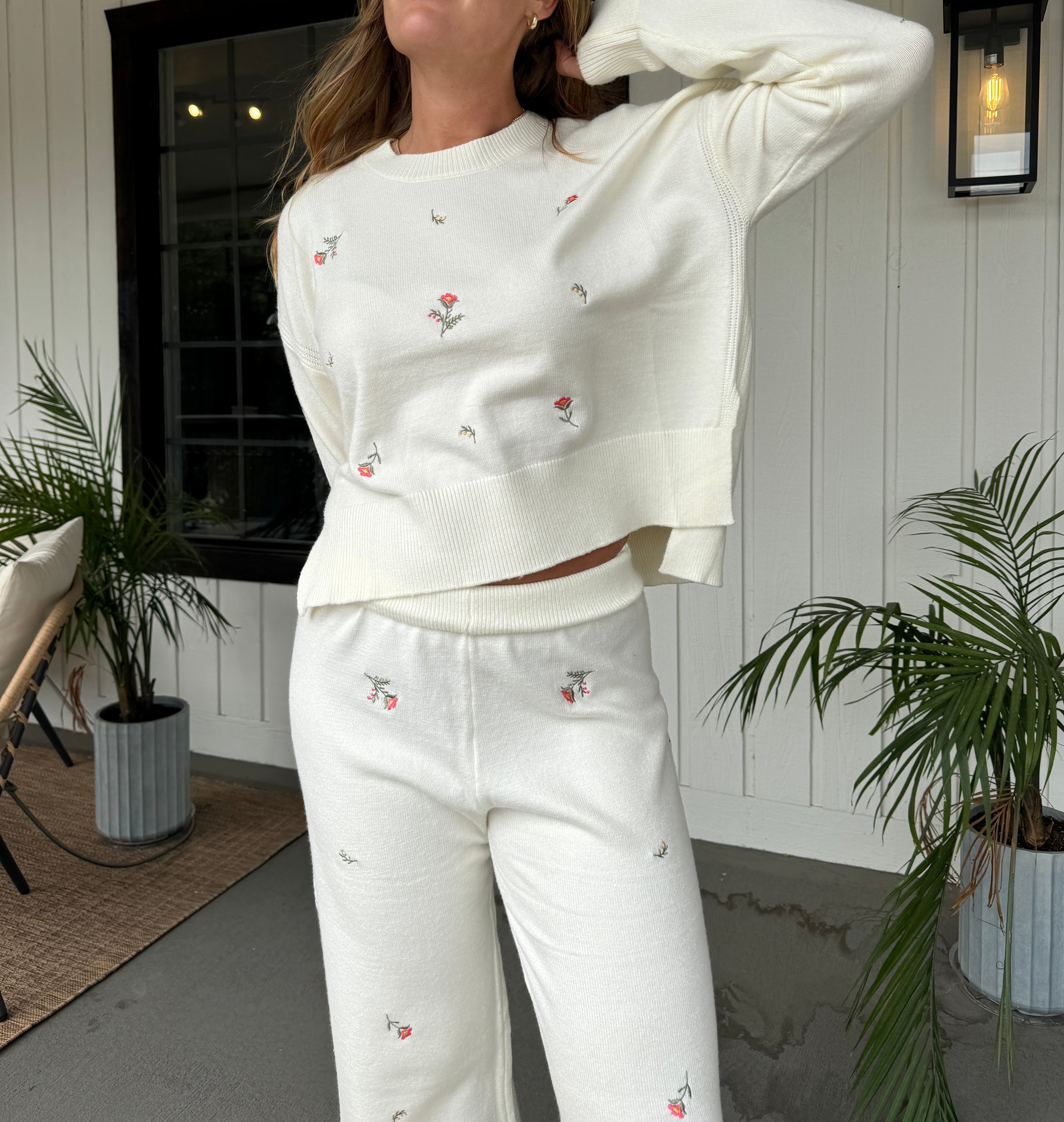 Embroidered Floral Knit Sweater