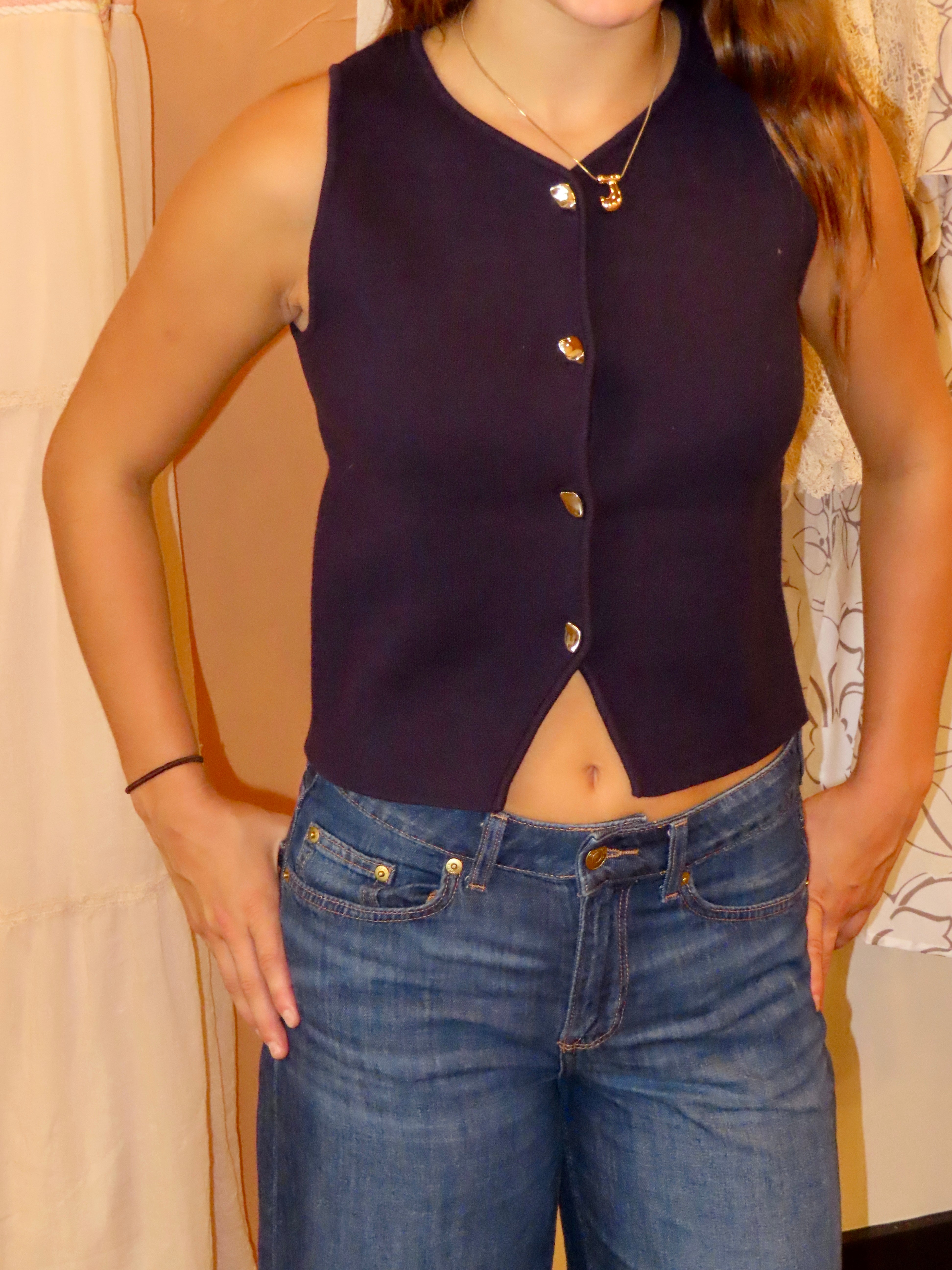 Metal Button Knit Vest
