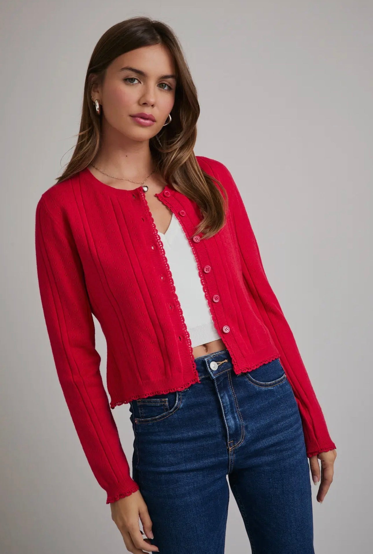 Ruby Rd Cardigans Ruby Red Pointelle Cardigan – Mulberry Drive