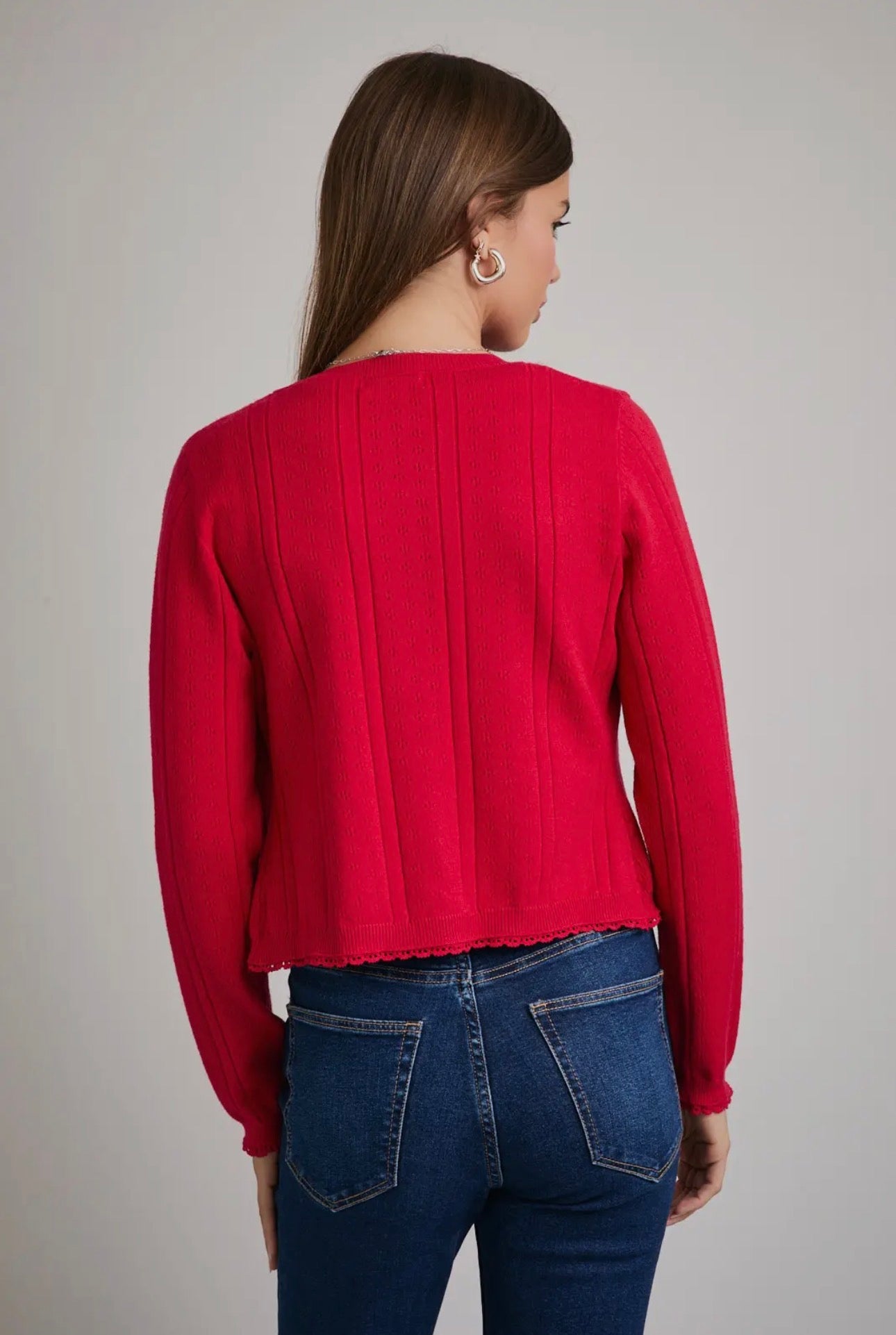Ruby Red Pointelle Cardigan