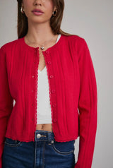 Ruby Red Pointelle Cardigan