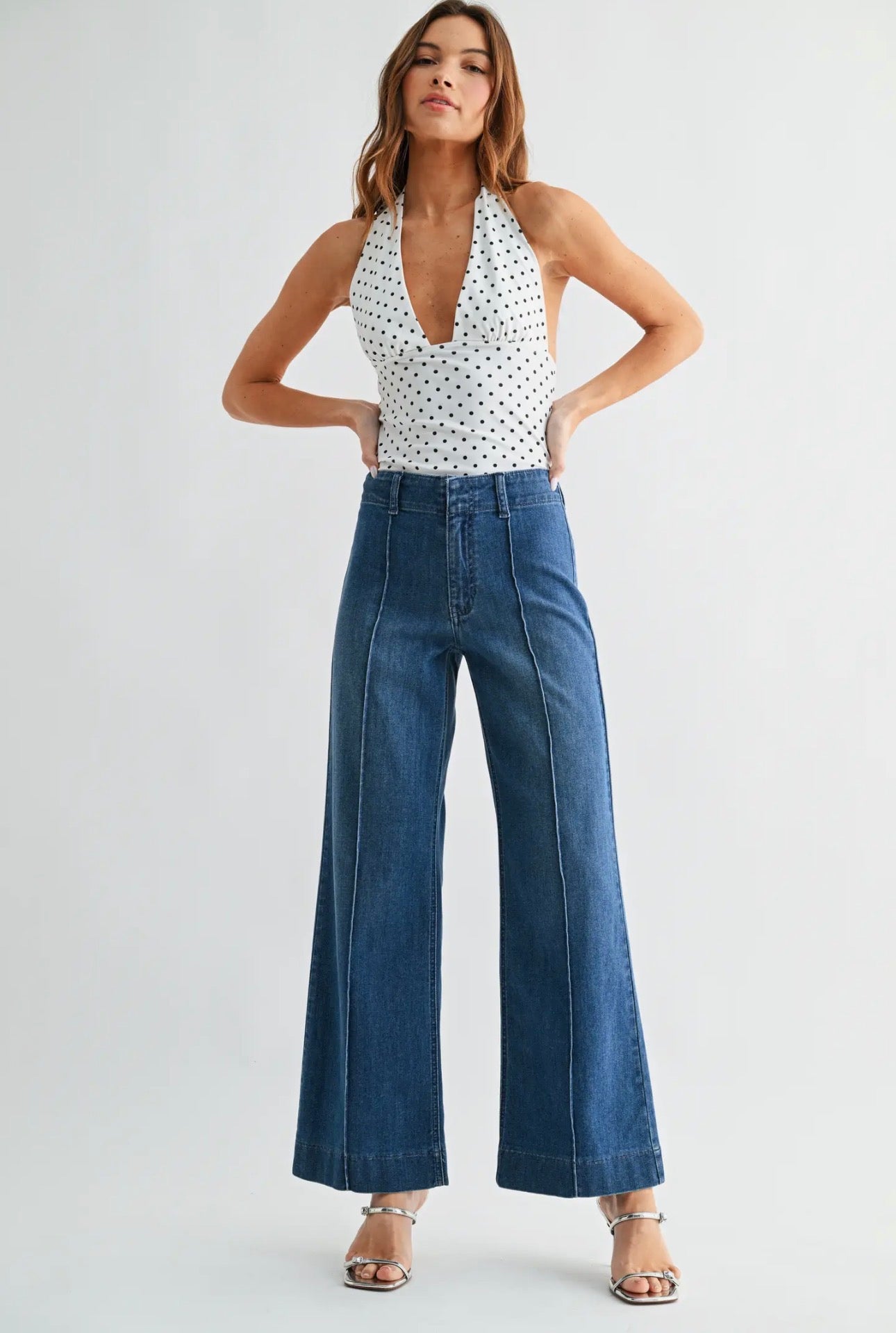 Pintuck Trouser Wide Leg Jeans