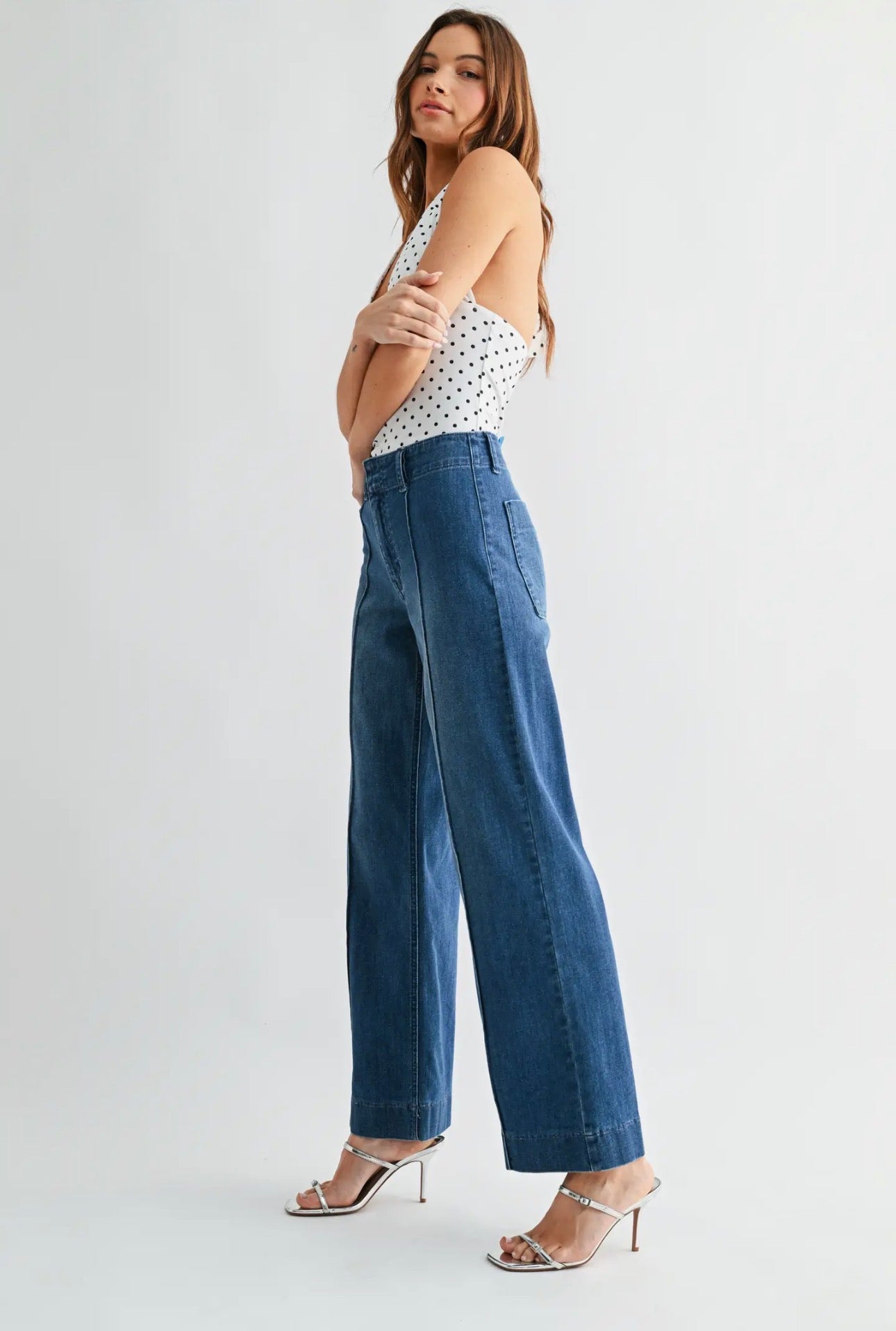 Pintuck Trouser Wide Leg Jeans