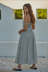 Striped Strapless Maxi Dress