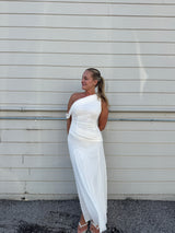One Shoulder Wrap Maxi Dress