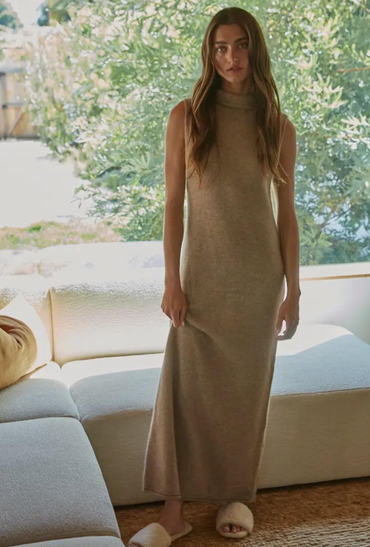 Knit Turtleneck Sleeveless Maxi Dress