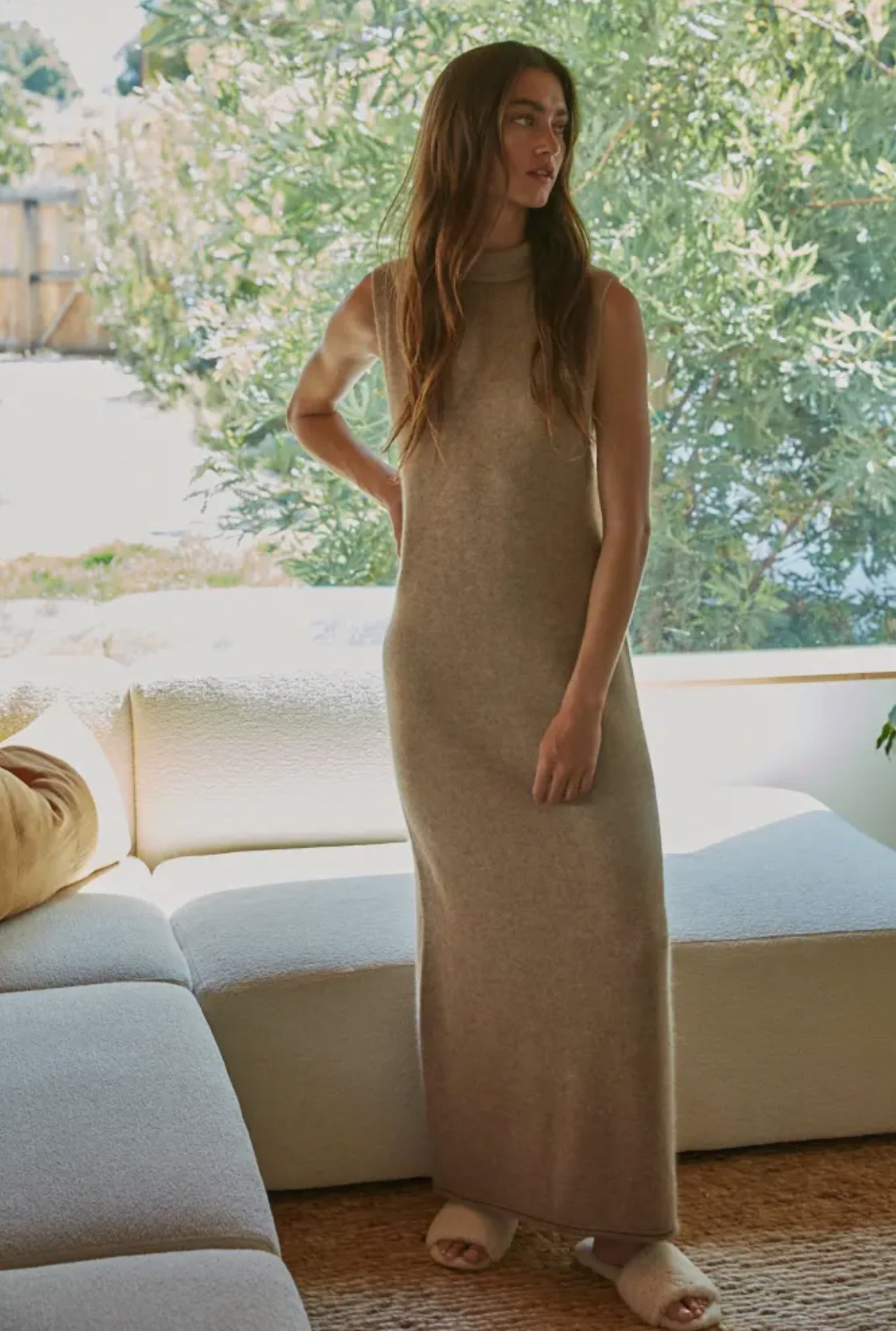 Knit Turtleneck Sleeveless Maxi Dress