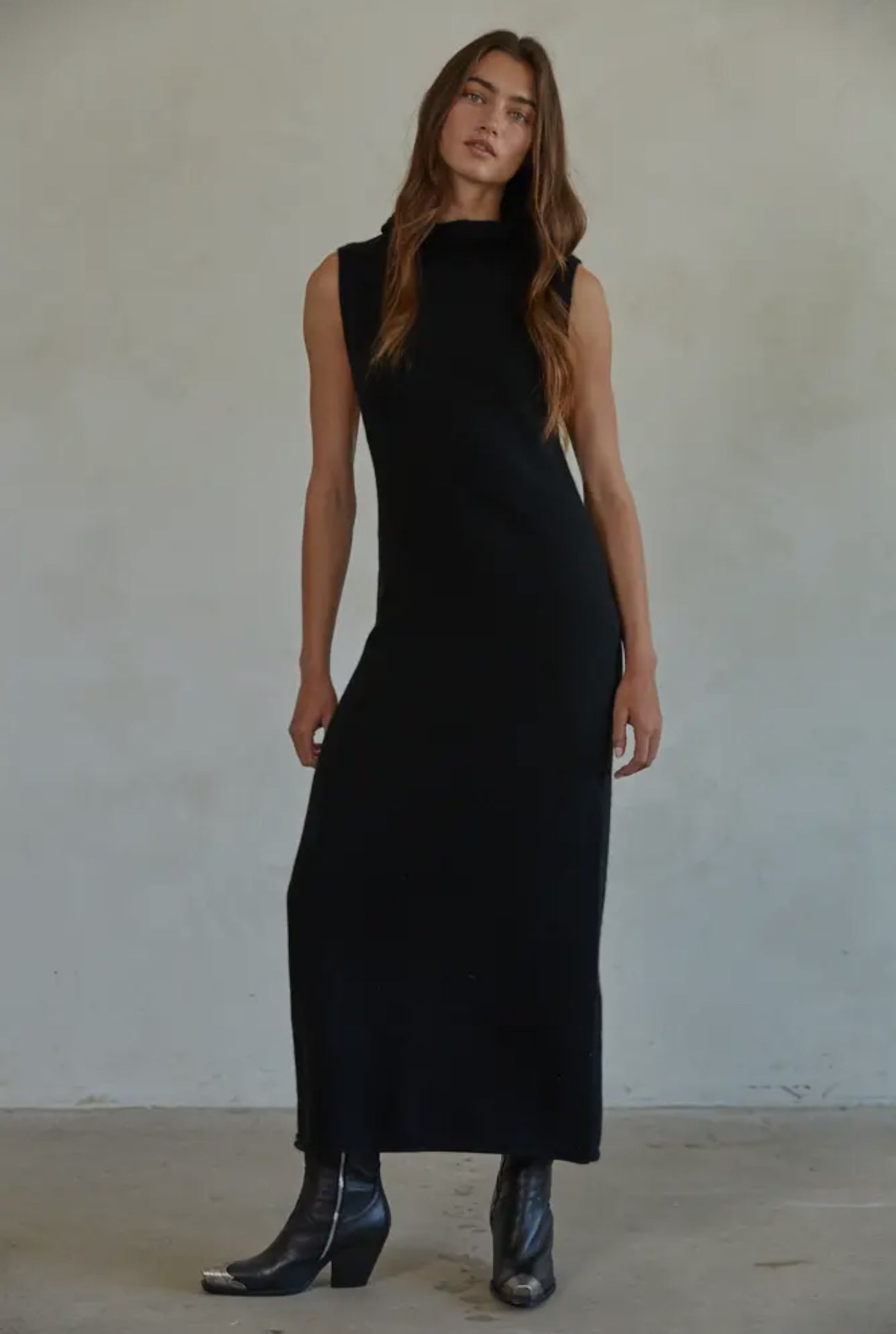Knit Turtleneck Sleeveless Maxi Dress