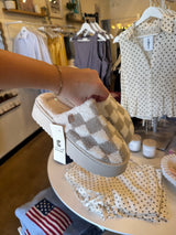 Taupe Checkered Platform Slipper (M/L)