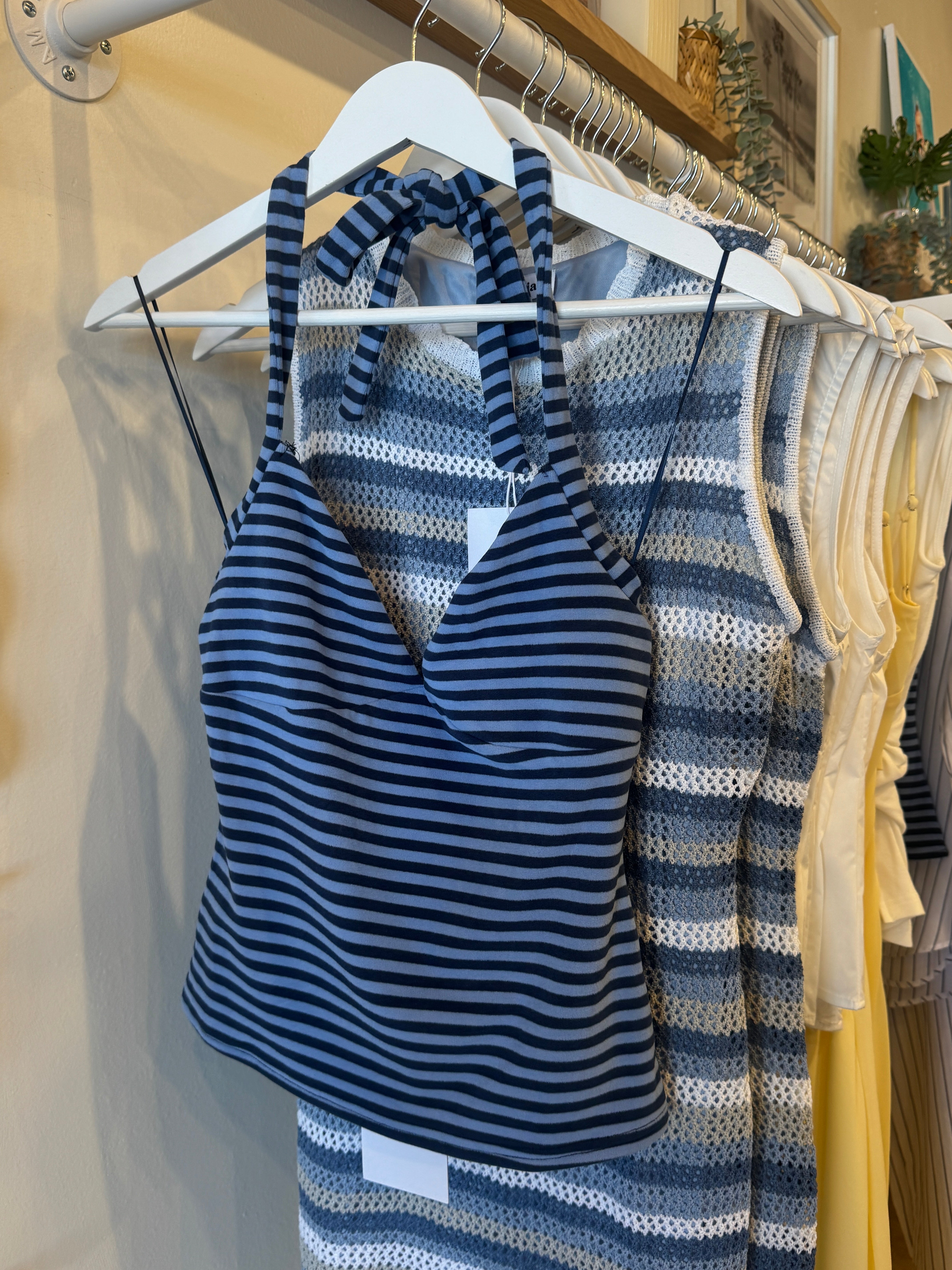 Blue Stripe Halter Top