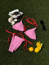 Palm Tie Triangle Bikini Top - Prism Pink