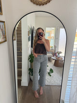 Grey Leopard Wide Leg Jean