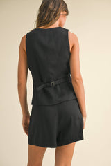 Tercel Button Front Linen Vest