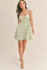Green Floral Mini Dress