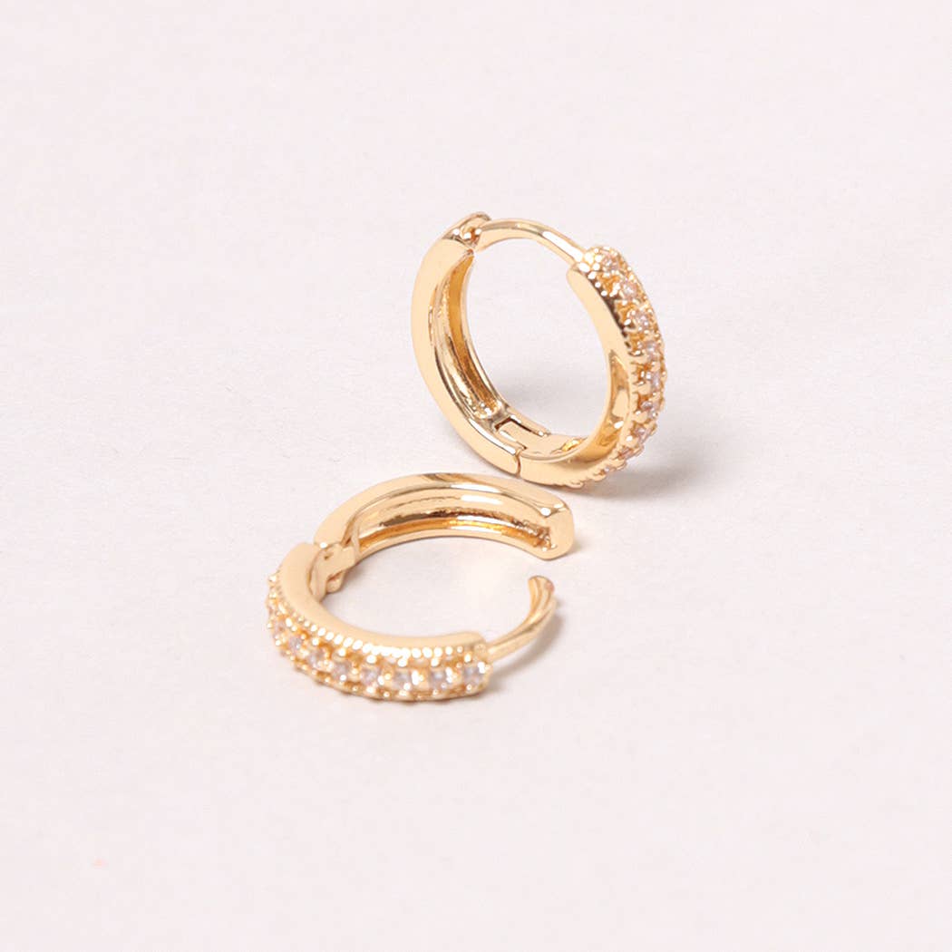 14K Gold-Dipped Paved Hoop Earring