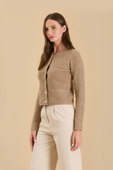 Round Neck Gold Button Cardigan