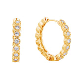 14K Gold-Dipped CZ Round Cubic Huggie Earring