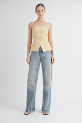 Button Down Bustier Tube Top